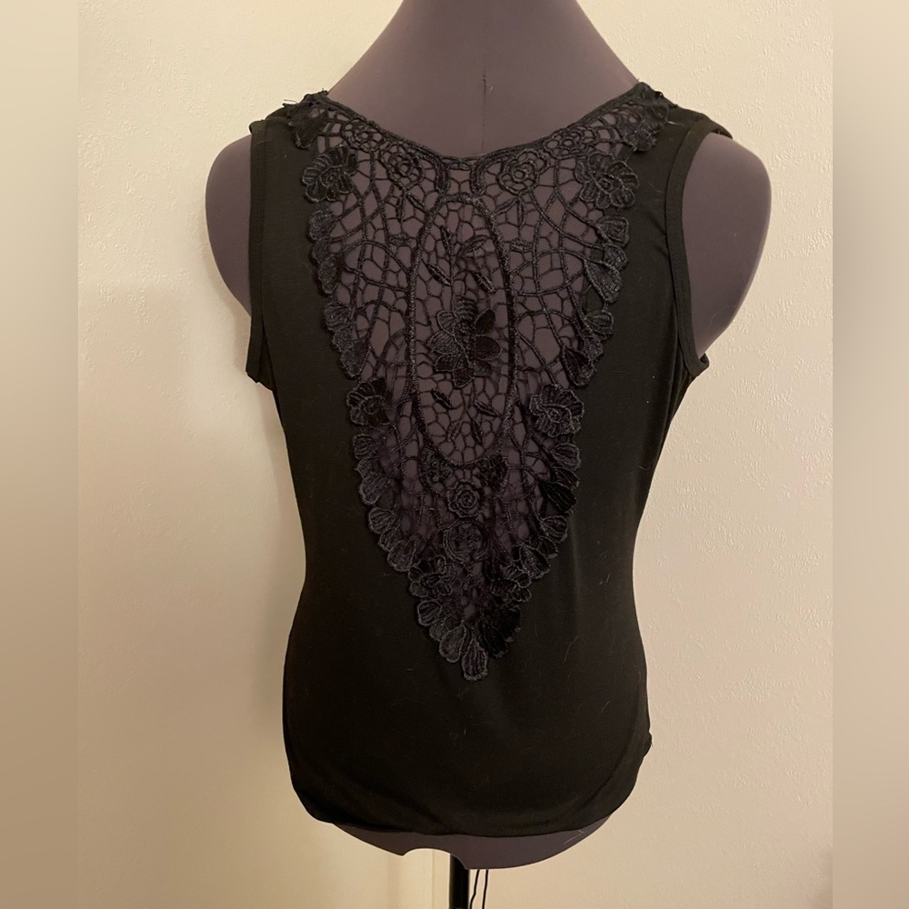 Lace Back Tank Top with Gold Buttons